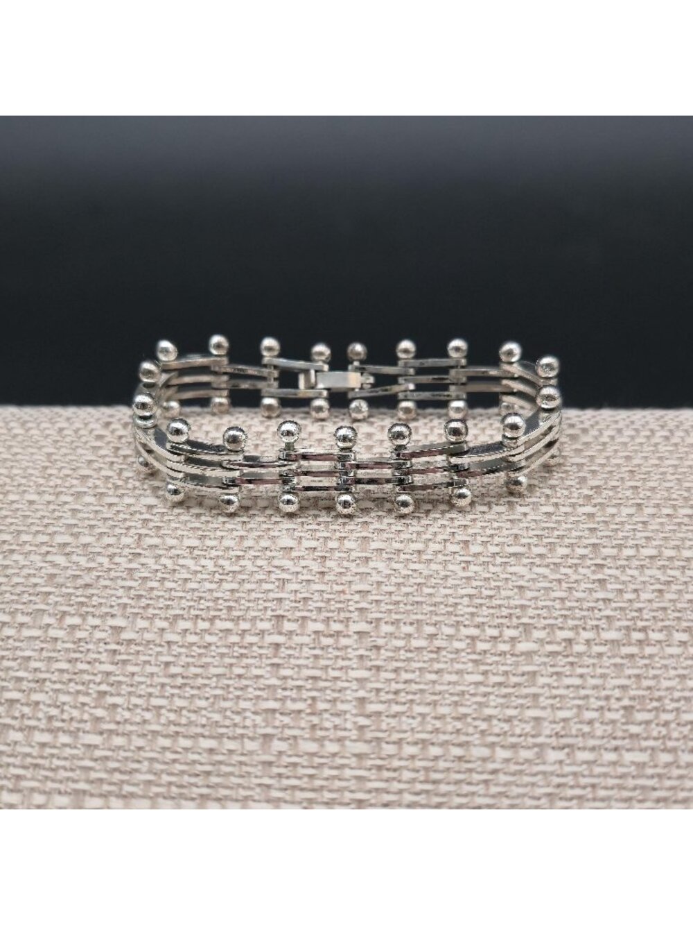 6.5 Inch 925 Clasp Ball & Bar Track Link Bracelet A7734